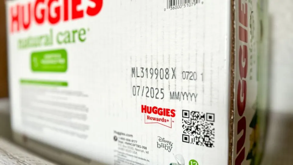 Expiry date on Huggies baby wipe's box