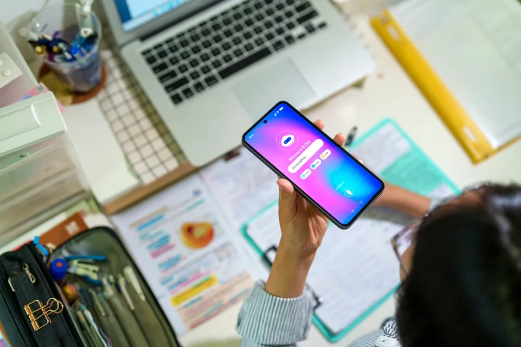 A teen is using AI chatbot for homework.